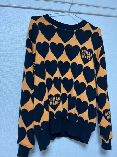 HUMAN MADE HEART CHECK KNIT "Orange"