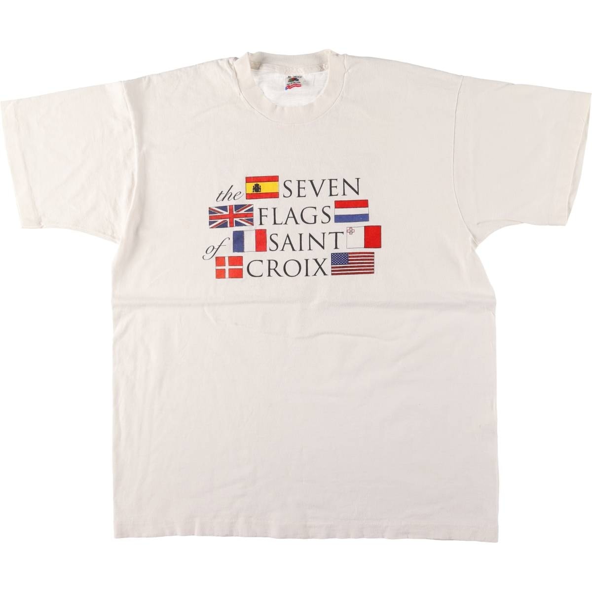 古着 90年代 フルーツオブザルーム FRUIT OF THE LOOM 国旗柄 メッセージプリントTシャツ USA製 メンズXL相当 ヴィンテージ/eaa547774