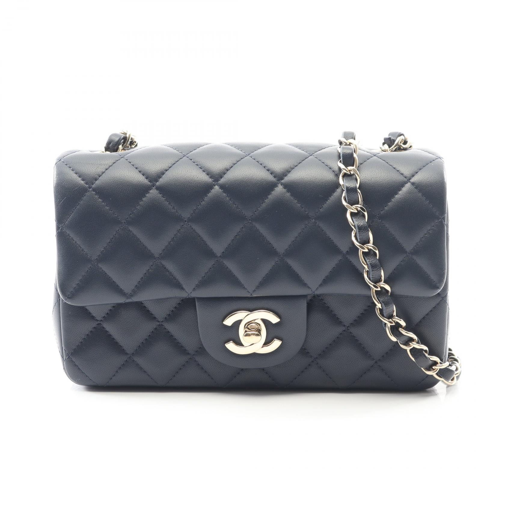 シャネル CHANEL ミニマトラッセ20 ショルダーバッグ バッグ ラムスキン(羊革) レディース ネイビー系 A69900 【中古】