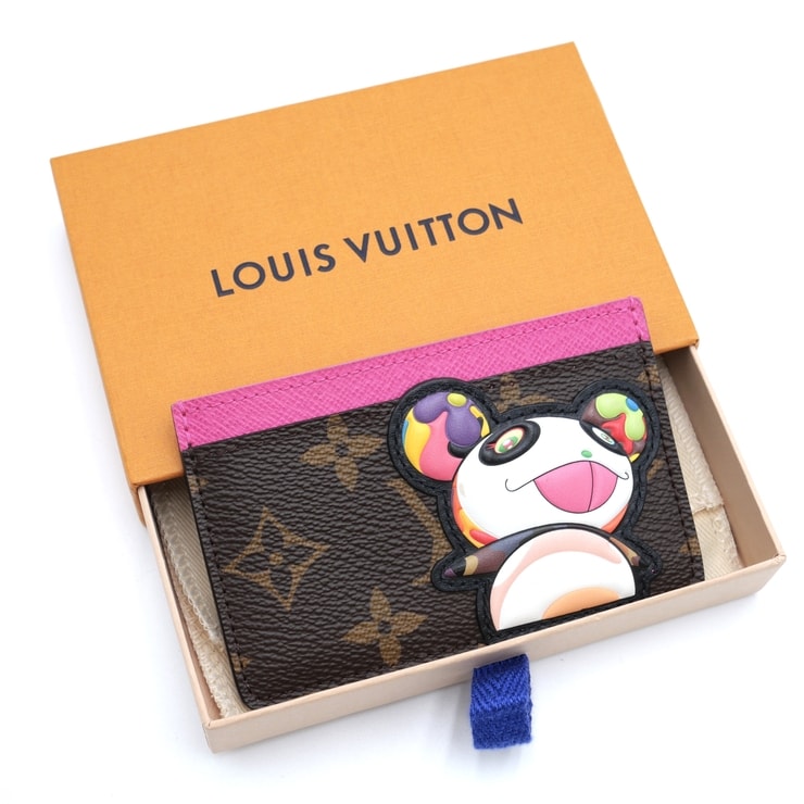 LOUIS VUITTON(ルイヴィトン)ポルト カルト・サーンプル 村上隆 コラボ モノグラム パンダ カードケース カードホルダー 名刺入れ ブラウン ピンク レザー レディース M13439【中古】