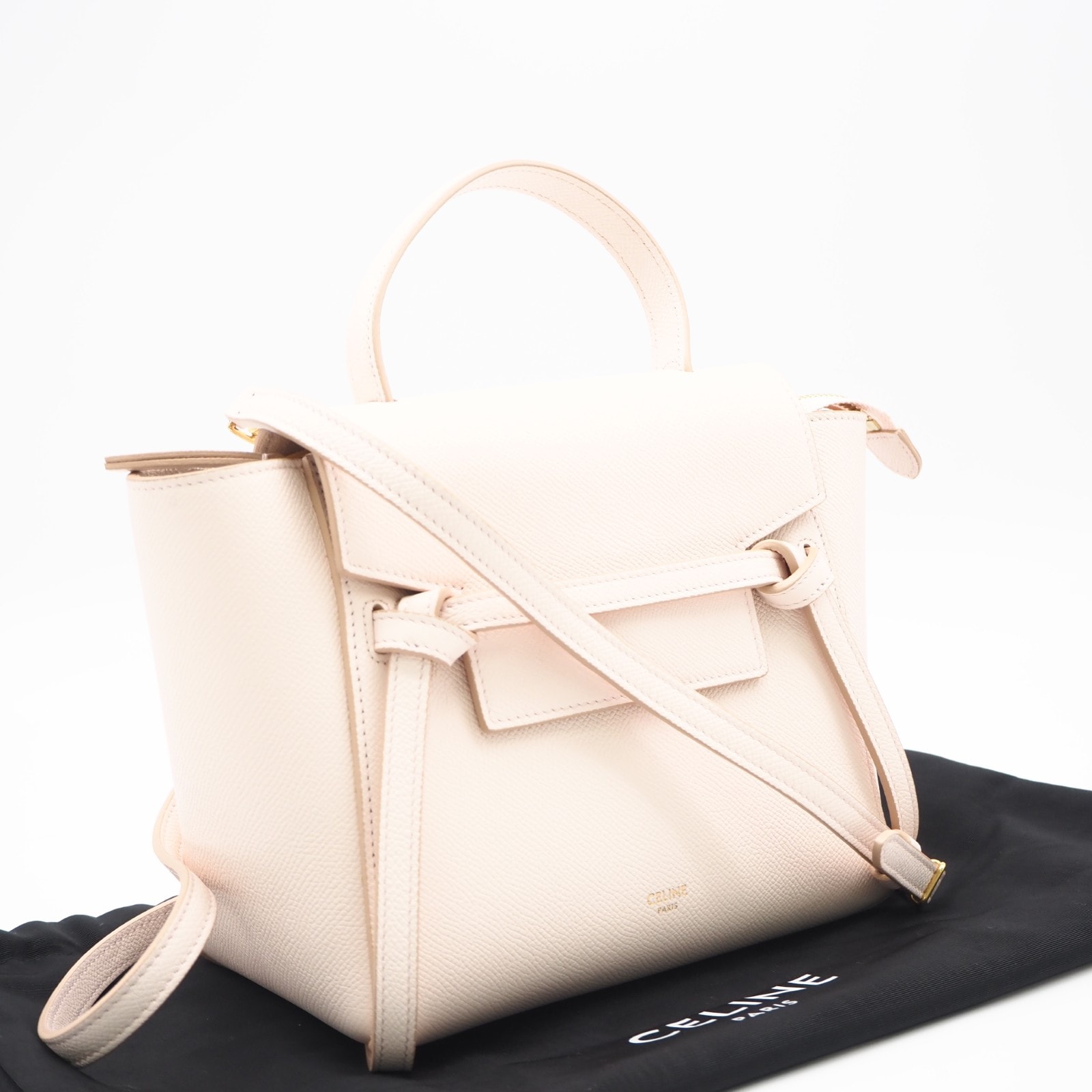 美品 CELINE セリーヌ カーフスキン ナノ ベルトバッグ 189003ZVA 2wayハンドバッグ ピンク カーフレザー レディース