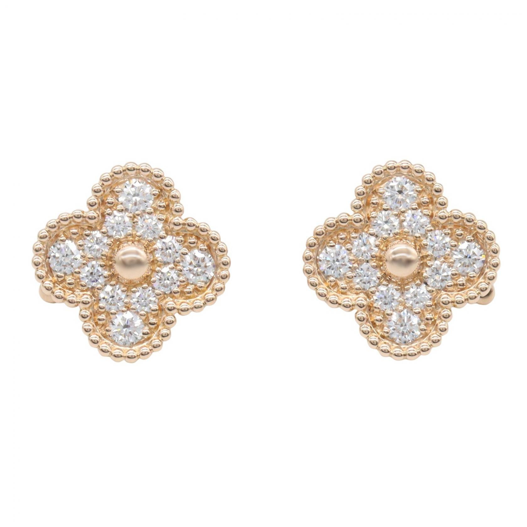 ヴァンクリーフ&アーペル Van Cleef & Arpels ヴィンテージアルハンブラ ダイヤ ピアス ピアス ジュエリー K18PG(ピンクゴールド) ダイヤモンド レディース ゴールド系 / クリア系 VACRP2R500 【中古】