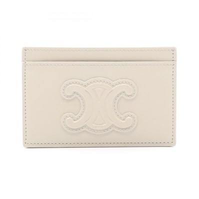 セリーヌ CELINE トリオンフ カードケース アクセサリー レザー レディース グレー系 【中古】