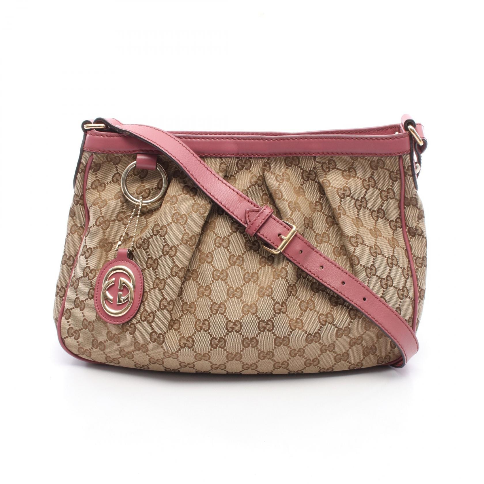 グッチ GUCCI スーキー ショルダーバッグ バッグ キャンバス レザー レディース ベージュ系 / ピンク系 296834 【中古】