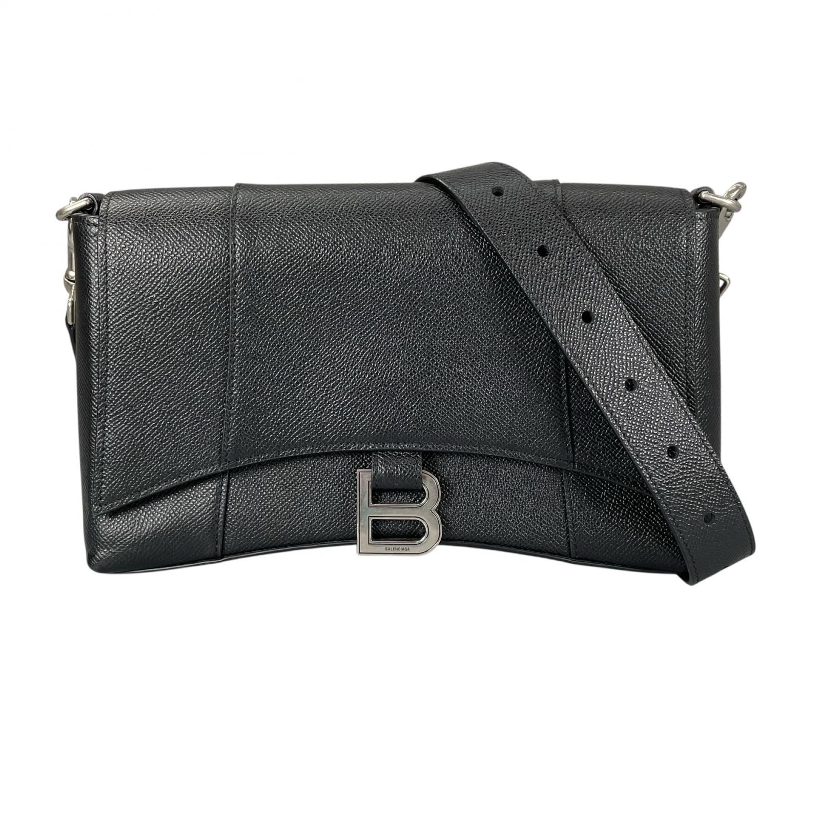 美品 BALENCIAGA バレンシアガ ダウンタウン クロスバッグ XS 736472 ショルダーバッグ レザー ブラック メンズ【中古】