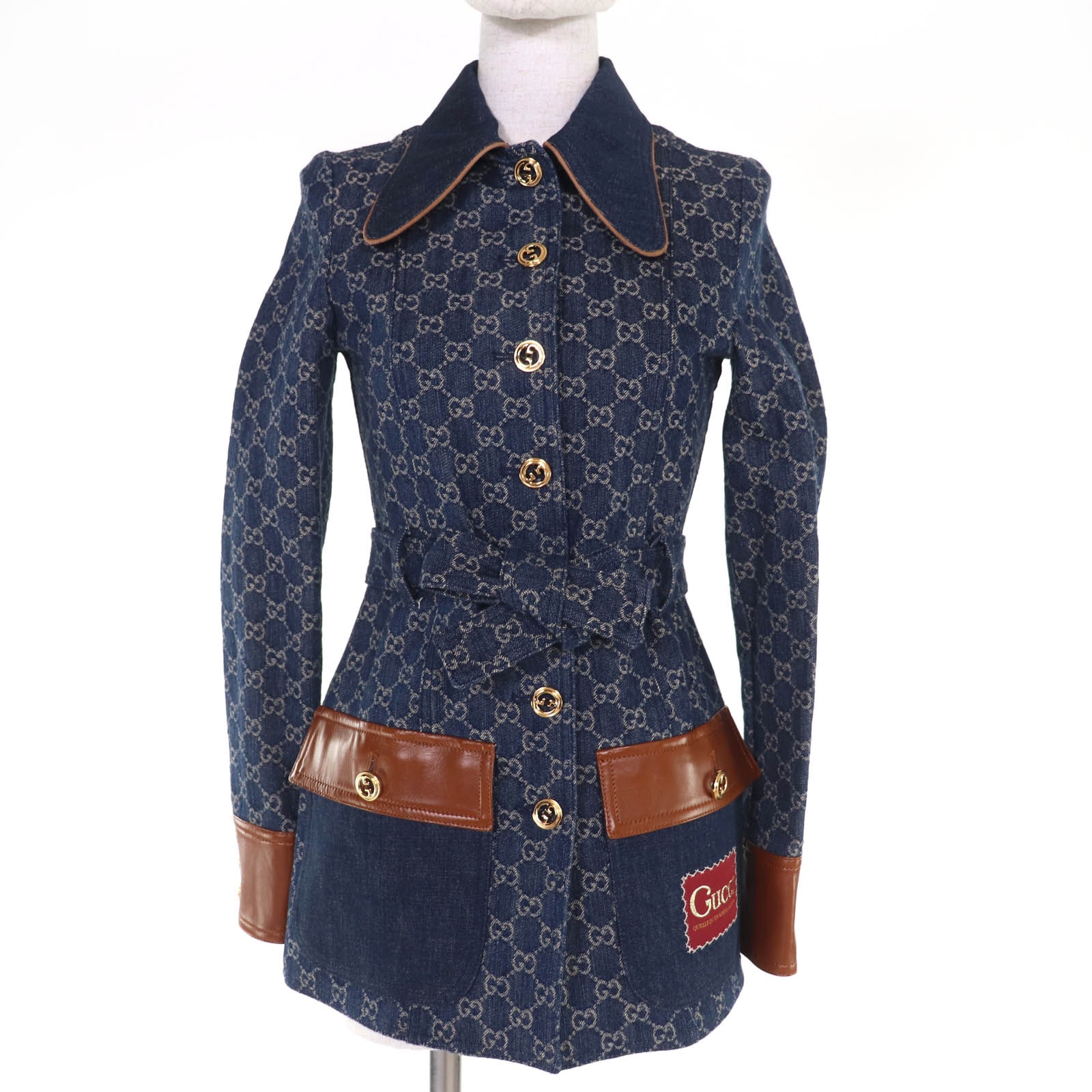 未使用品 グッチ デニムジャケット インディゴ レディース 34 652658