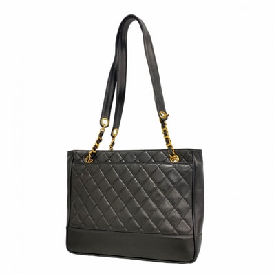 ★最終価格【6ce5914-k】シャネル チェーントート マトラッセ チェーンショルダー ラムスキン ブラック ゴールド金具【中古】レディース