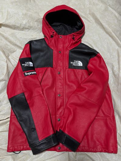 Supreme x The North Face Leather Mountain Parka "Red"