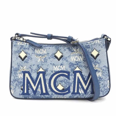 エム シー エム MCM ショルダーバッグ キャンバス/レザー ブルー レディース【中古】 h32226k