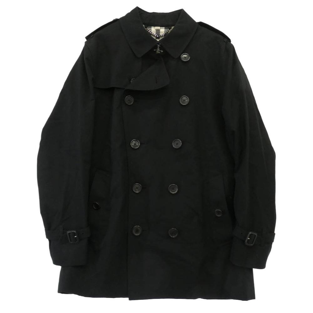 BURBERRY LONDON バーバリー ロンドン コート KENSINGTON ケンジントン ノバチェック トレンチコート ブラック系 50【中古】