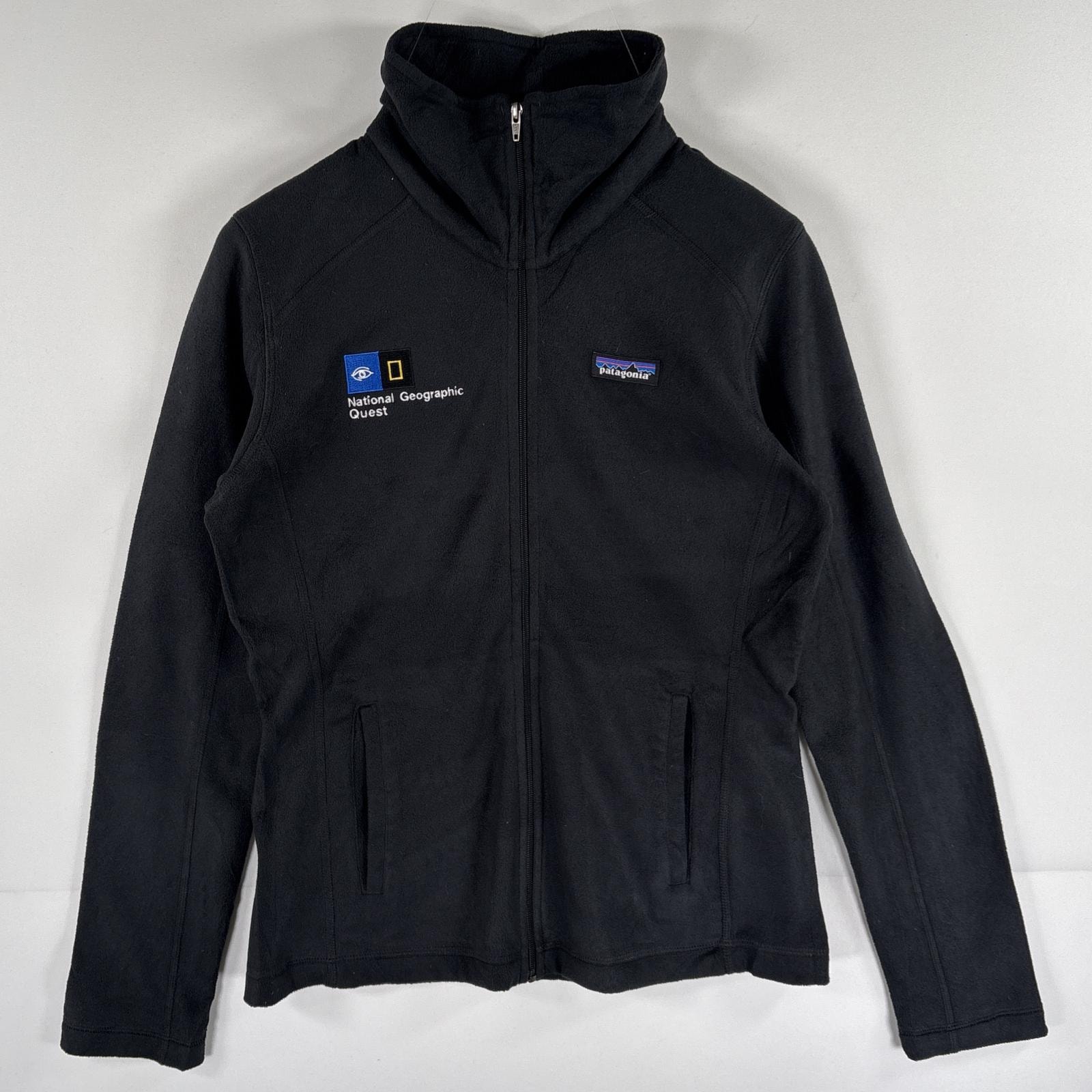 古着 パタゴニア patagonia フルジップフリースジャケット ワンポイントロゴ アウトドア 企業ロゴ刺繍 S  ブラック レディース