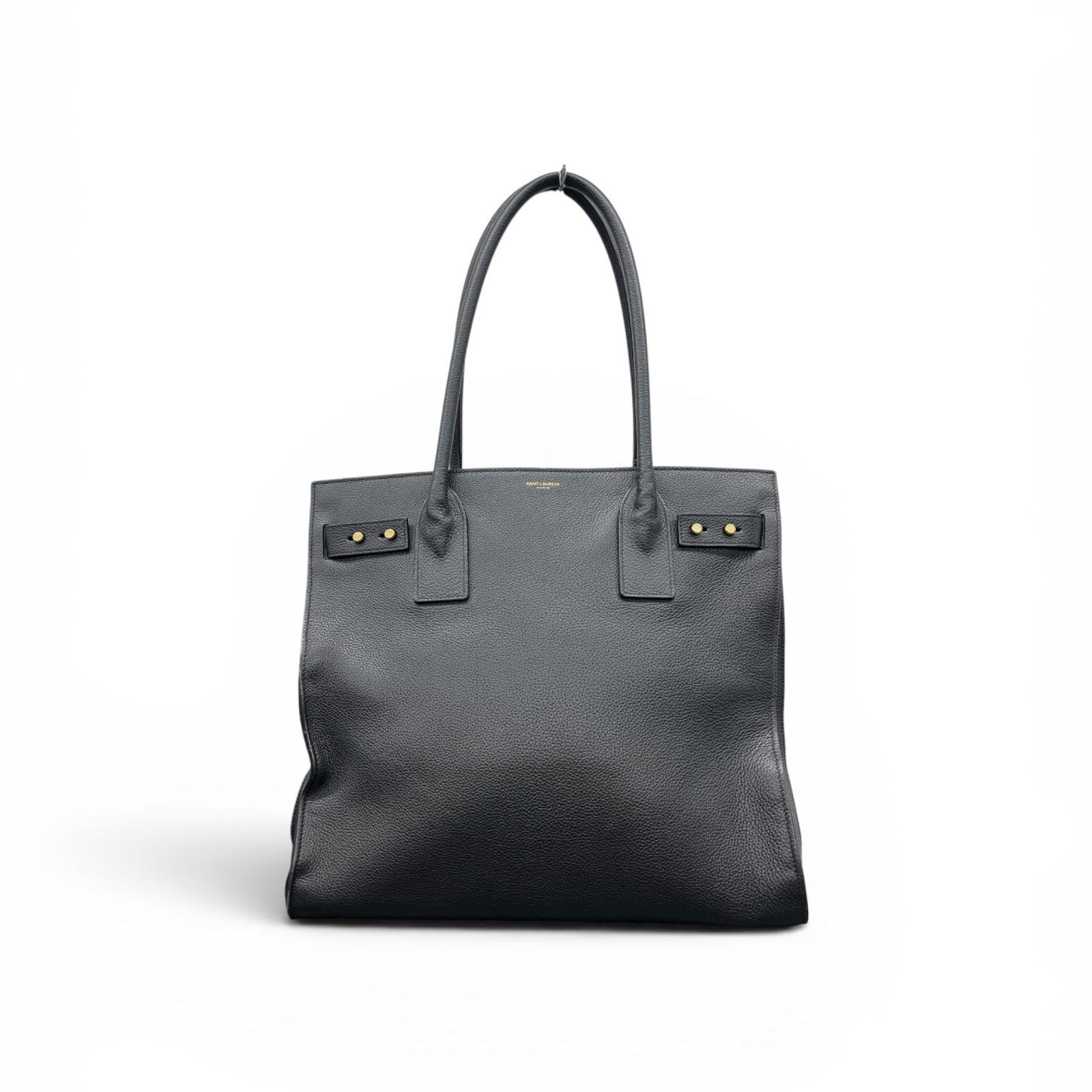 SAINT LAURENT 美品 サンローラン サック ド ジュール スープル NSトート トートバッグ 647168 レザー ブラック ハンドバッグ ビジネスバッグ ショルダーバッグ ABランク 鑑定済 中古 サンローランバッグ