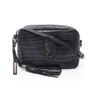 サンローランパリ SAINT LAURENT PARIS LOU ルー モノグラム クロコ型押し カメラバッグ ショルダーバッグ バッグ レザー レディース ブラック系 505730 【中古】