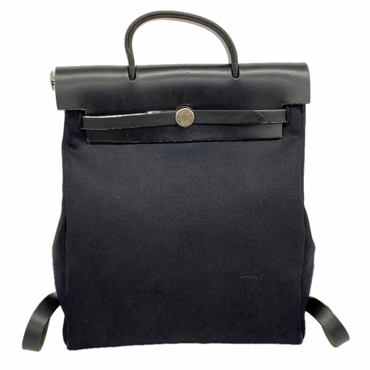 【6fd4849】エルメス リュック・デイパック エールバッグアドPM トワルオフィシエ ブラック シルバー金具 □G刻印【中古】レディース