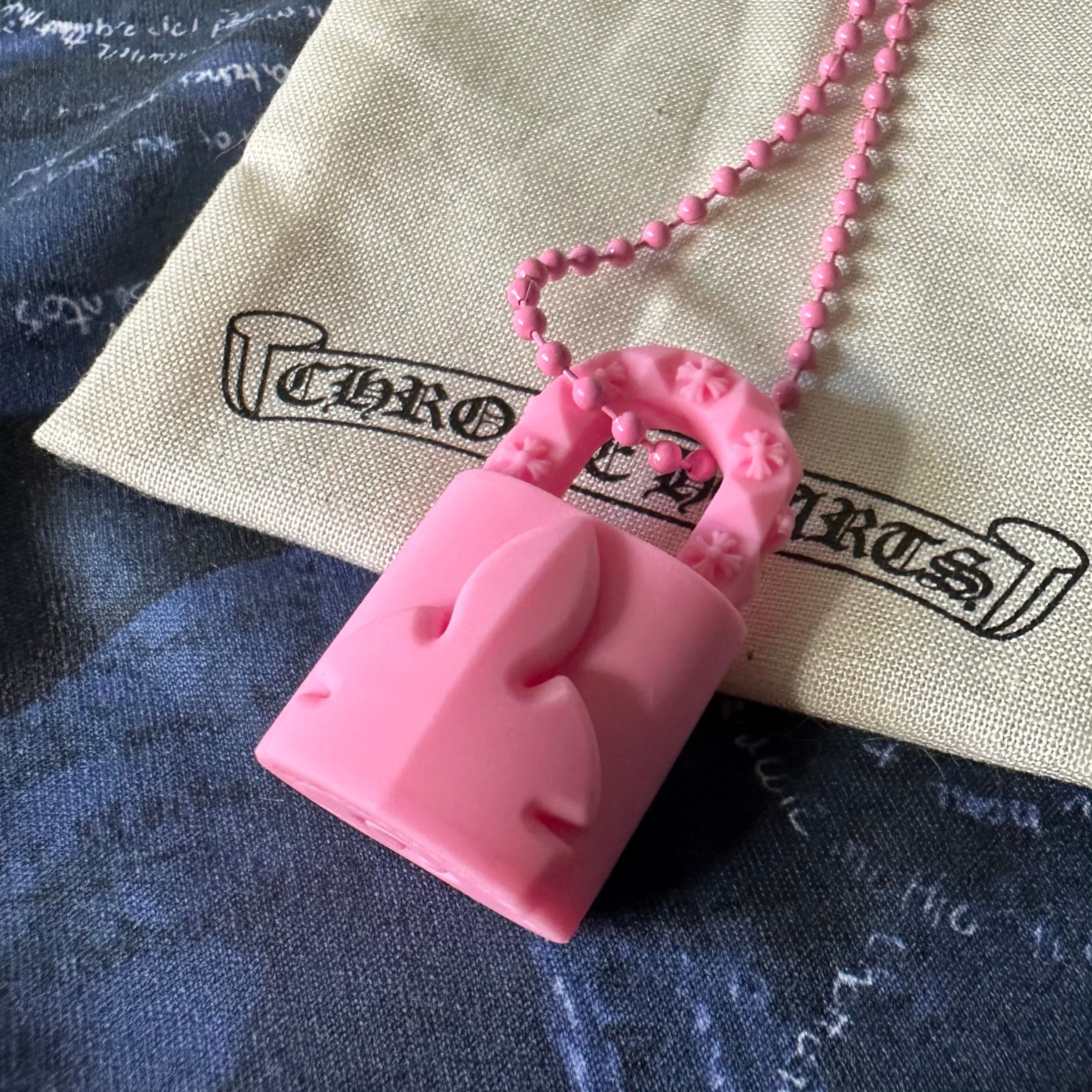 Chrome Hearts Rubber Padlock Fleur Knee Silicone Necklace "Pink"