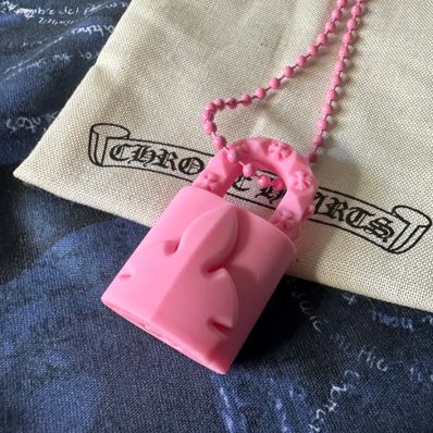 Chrome Hearts Rubber Padlock Fleur Knee Silicone Necklace "Pink"