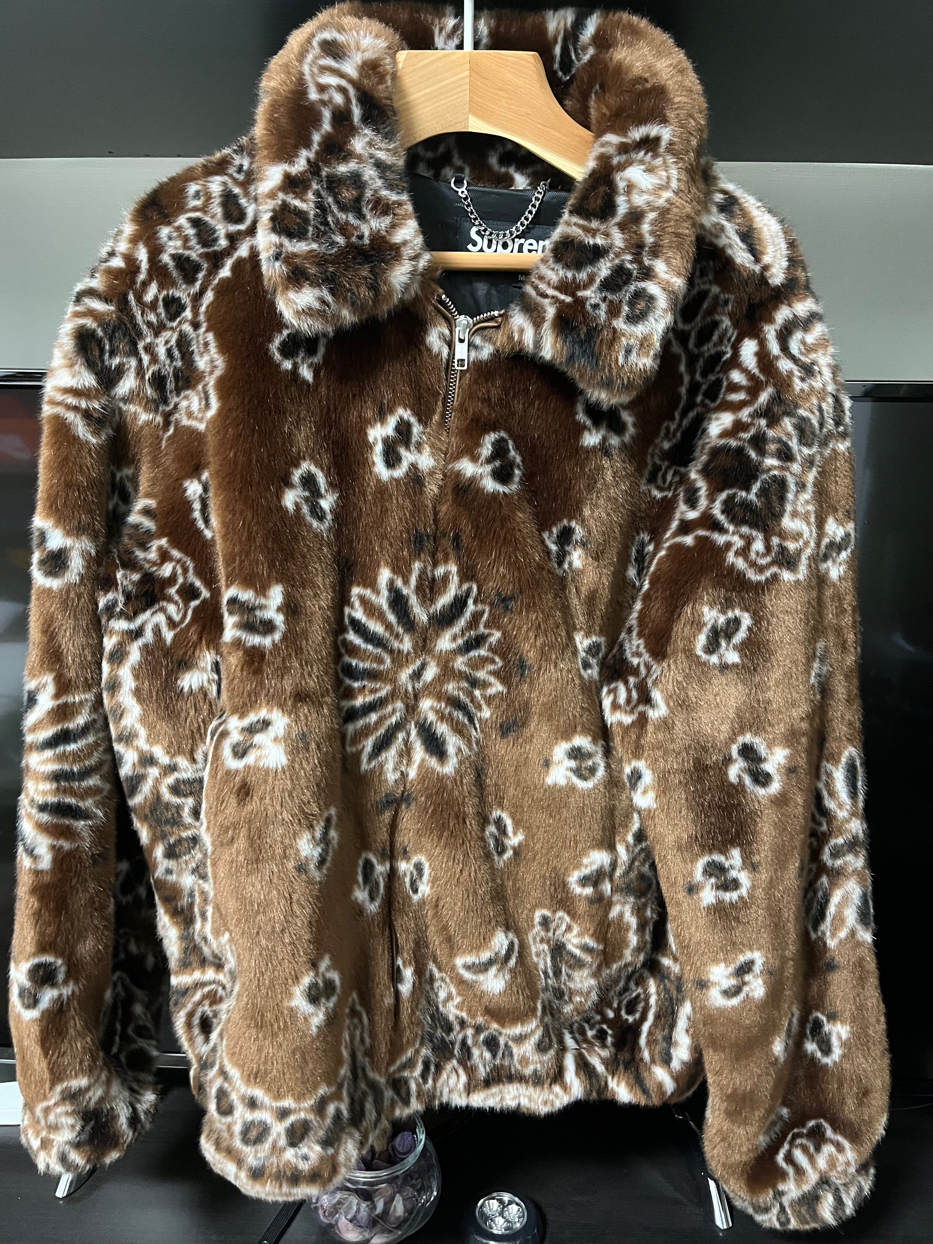 Supreme Bandana Faux Fur Bomber Jacket "Brown"