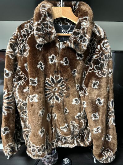 Supreme Bandana Faux Fur Bomber Jacket "Brown"