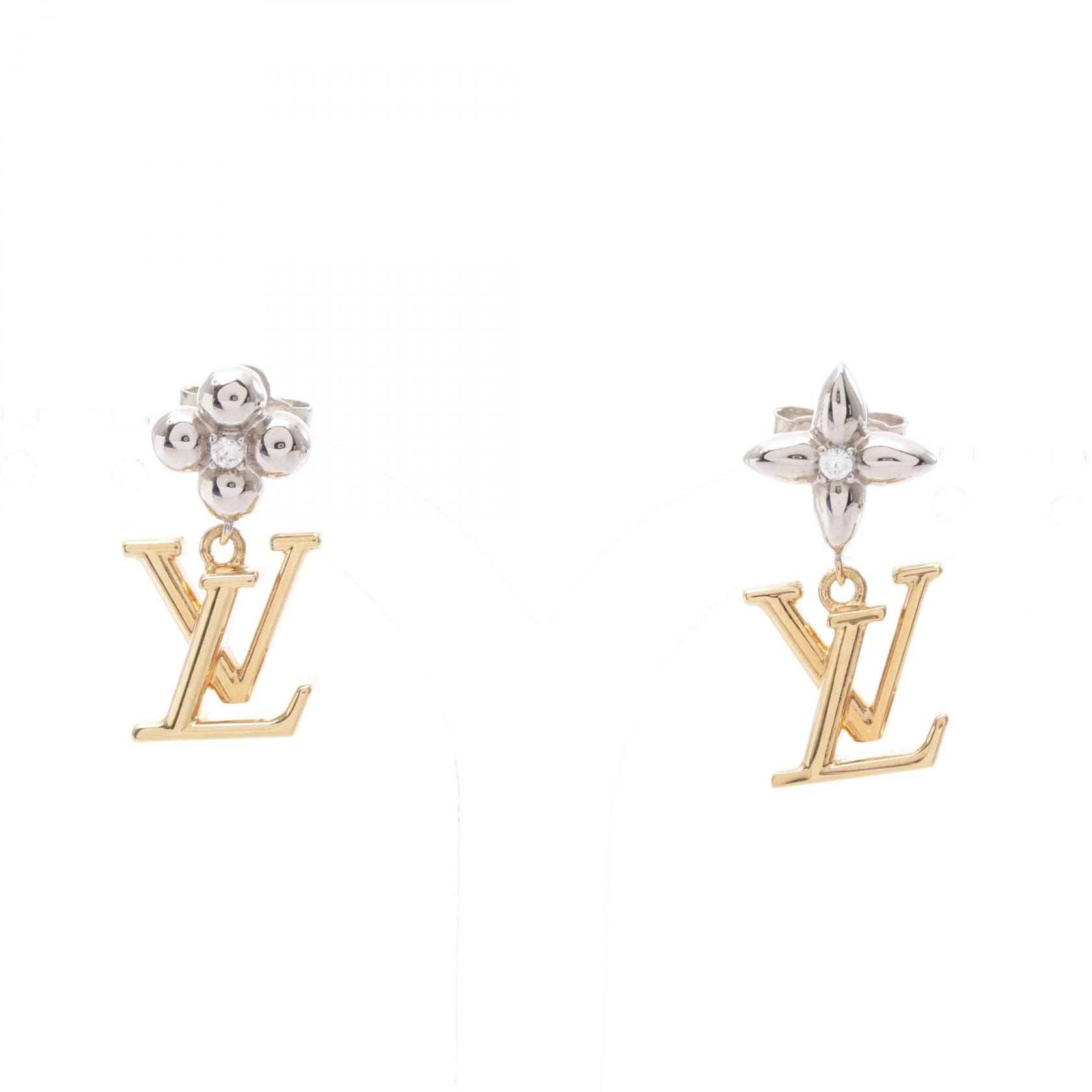 ルイ・ヴィトン LOUIS VUITTON ピアス パンダント LV アイコニック フラワー ピアス ジュエリー GP(ゴールドメッキ) メタル シルバー レディース ゴールド系 / シルバー系 M01287 【中古】