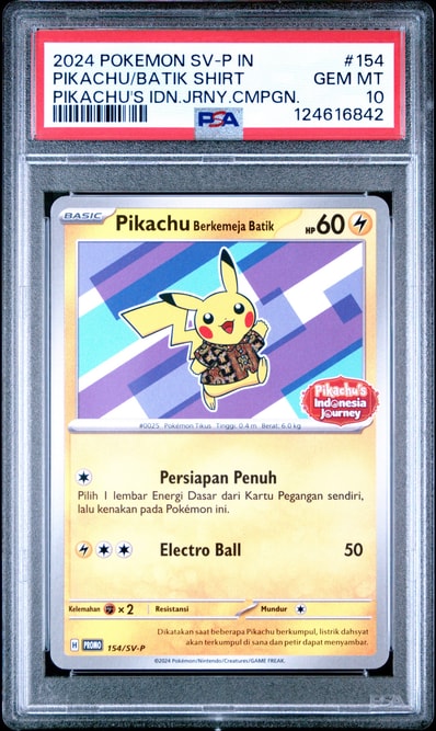 PSA10】バティックシャツを着たピカチュウ (ネイティオ柄) P [SV-P 154 PSA10】バティックシャツを着たピカチュウ (ネイティオ柄) P [SV-P 154