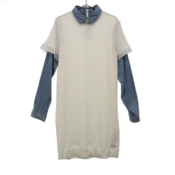 DIESEL ディーゼル 切替 長袖 ワンピース S