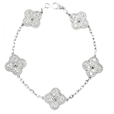 Van Cleef & Arpels ヴァンクリーフ&アーペル ブレスレット 5モチーフ ヴィンテージ アルハンブラ アクセサリー K18ホワイトゴールド ダイヤモンド60石2.41ct VCARA41500 レディース 約13.3g 美品【中古品】
