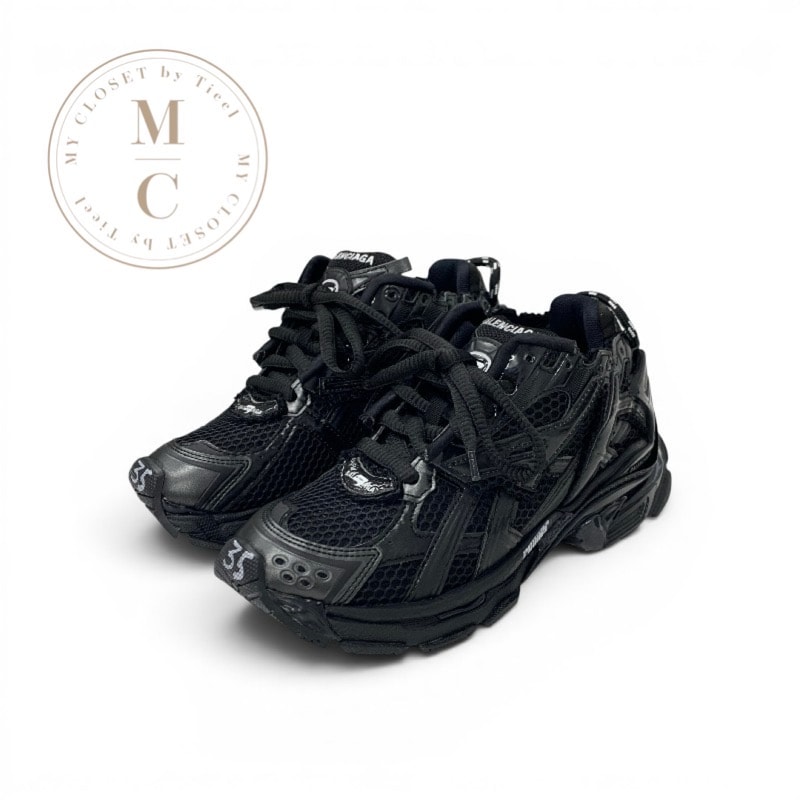 バレンシアガ BALENCIAGA ランナー スニーカー 靴 シューズ メッシュ ファブリック ブラック 黒 未使用 ロゴ