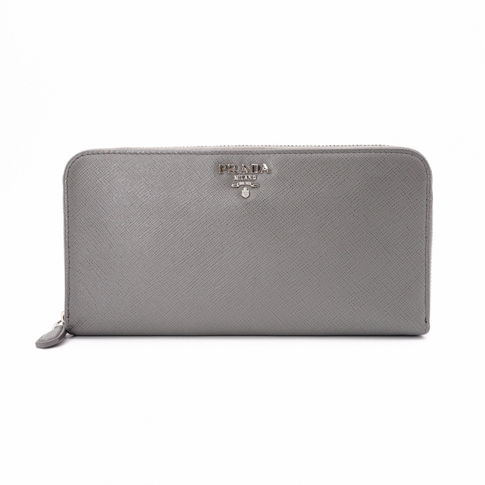PRADA プラダ サフィアーノ 長財布 レザー グレー シルバー金具