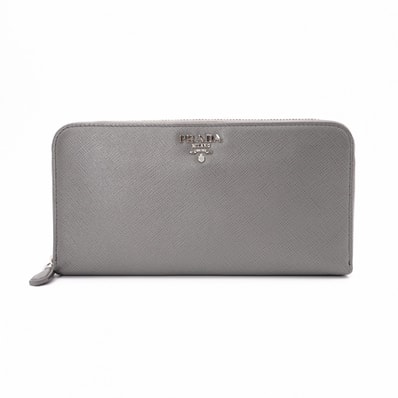 PRADA プラダ サフィアーノ 長財布 レザー グレー シルバー金具