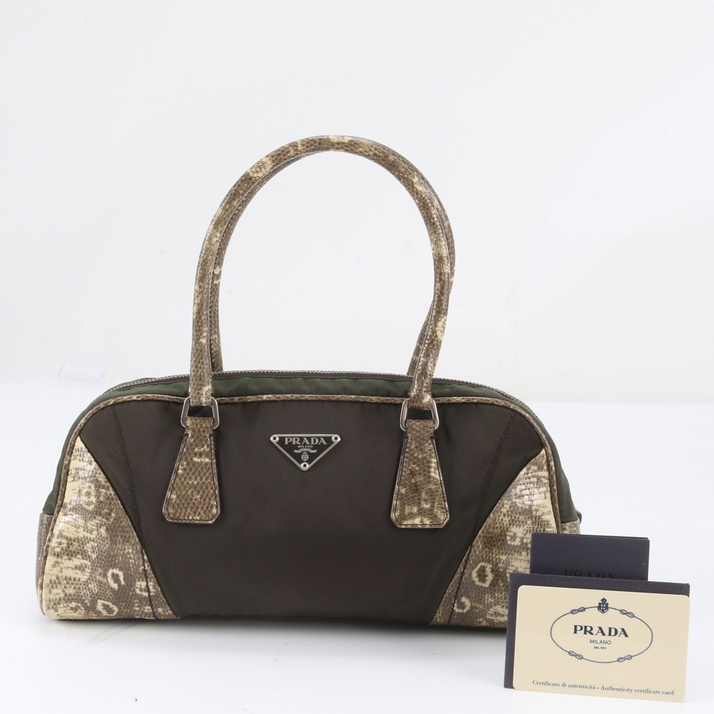 ■美品 プラダ テスート ナイロンパイソン エンボス トライアングルロゴ