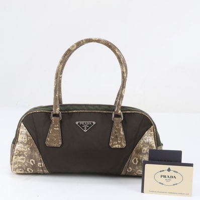 ■美品 プラダ テスート ナイロンパイソン エンボス トライアングルロゴ