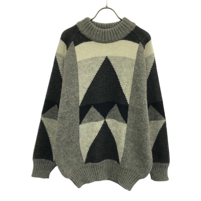 Valentino Garavani ヴァレンティノガラヴァーニ 90s イタリア製 オールド 幾何学 長袖 ニット M グレー系 セーター