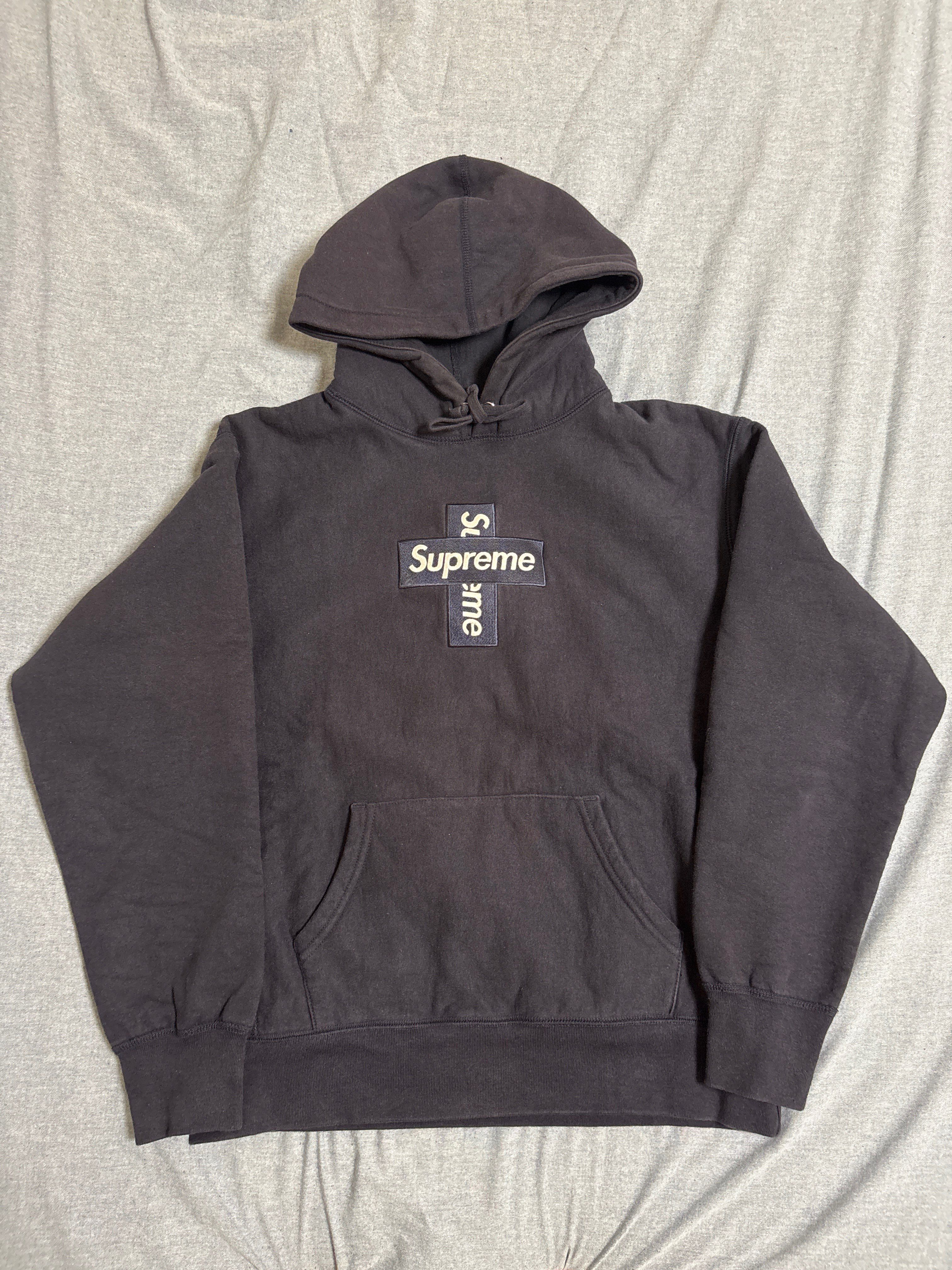 Supreme Cross Box Logo Hooded Sweatshirt "Navy"