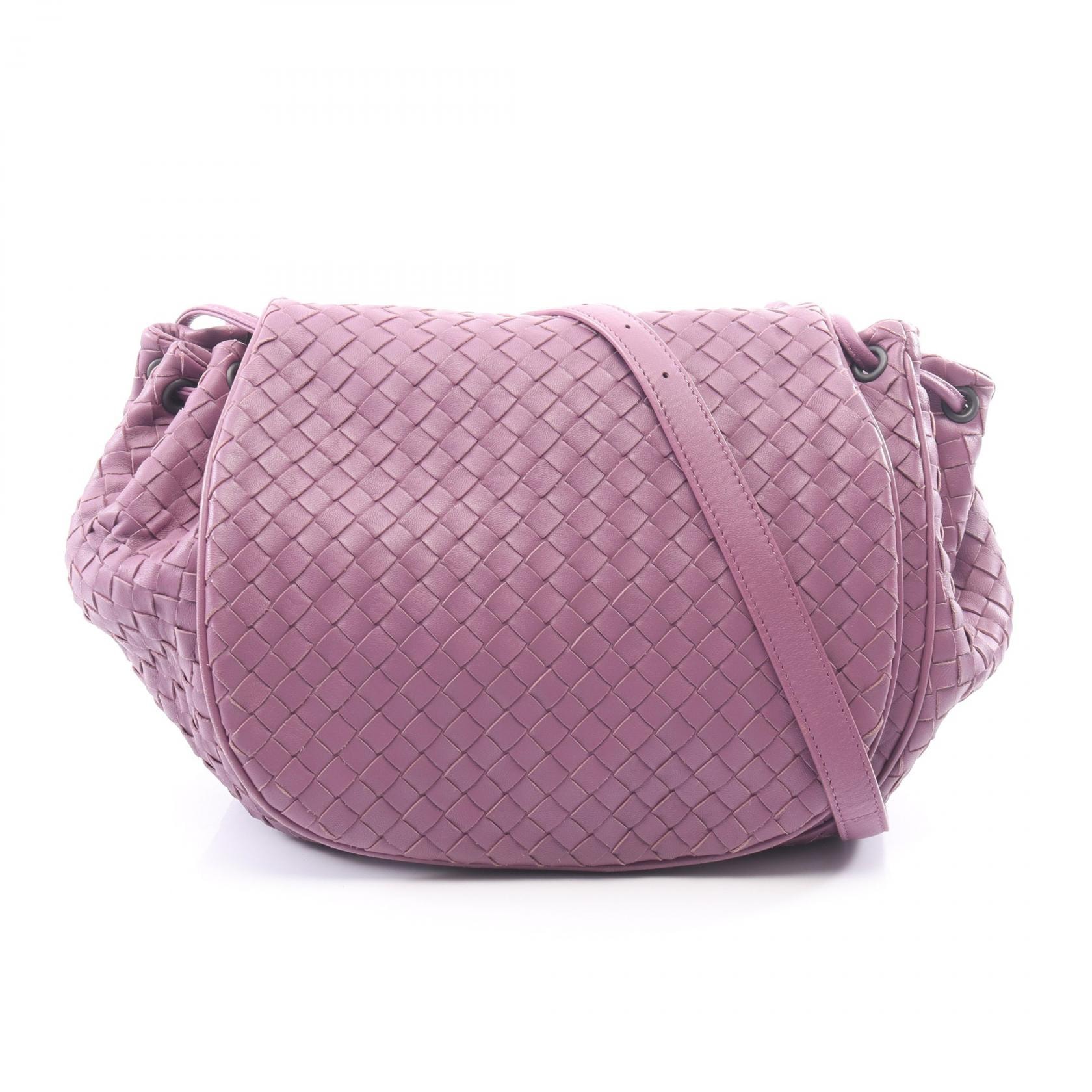 ボッテガヴェネタ BOTTEGA VENETA イントレチャート ショルダーバッグ バッグ レザー レディース パープル系 【中古】