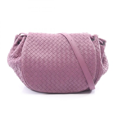ボッテガヴェネタ BOTTEGA VENETA イントレチャート ショルダーバッグ バッグ レザー レディース パープル系 【中古】