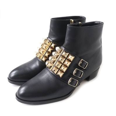 美品 エルメス ブーツ 黒×ゴールド金具 レディース 35.5