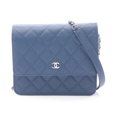 シャネル CHANEL マトラッセ チェーンウォレット ショルダーバッグ バッグ キャビアスキン(グレインドカーフ) レディース ブルー系 【中古】
