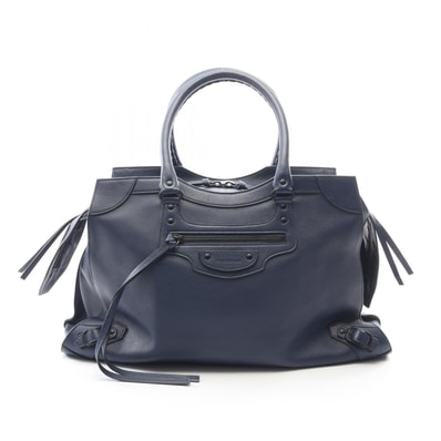 バレンシアガ BALENCIAGA NEO CLASSIC LARGE ネオ クラシック シティ ラージ トートバッグ バッグ レザー メンズ レディース ネイビー系 638531 【中古】