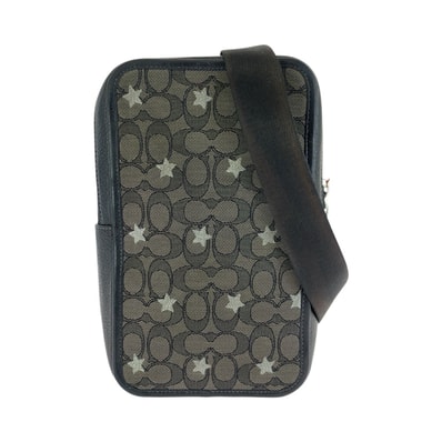 COACH コーチ シグネチャー 星 ブラック 黒 ブラウン レザー キャンバス/ ボディバッグ ショルダーバッグ 602871 【中古】