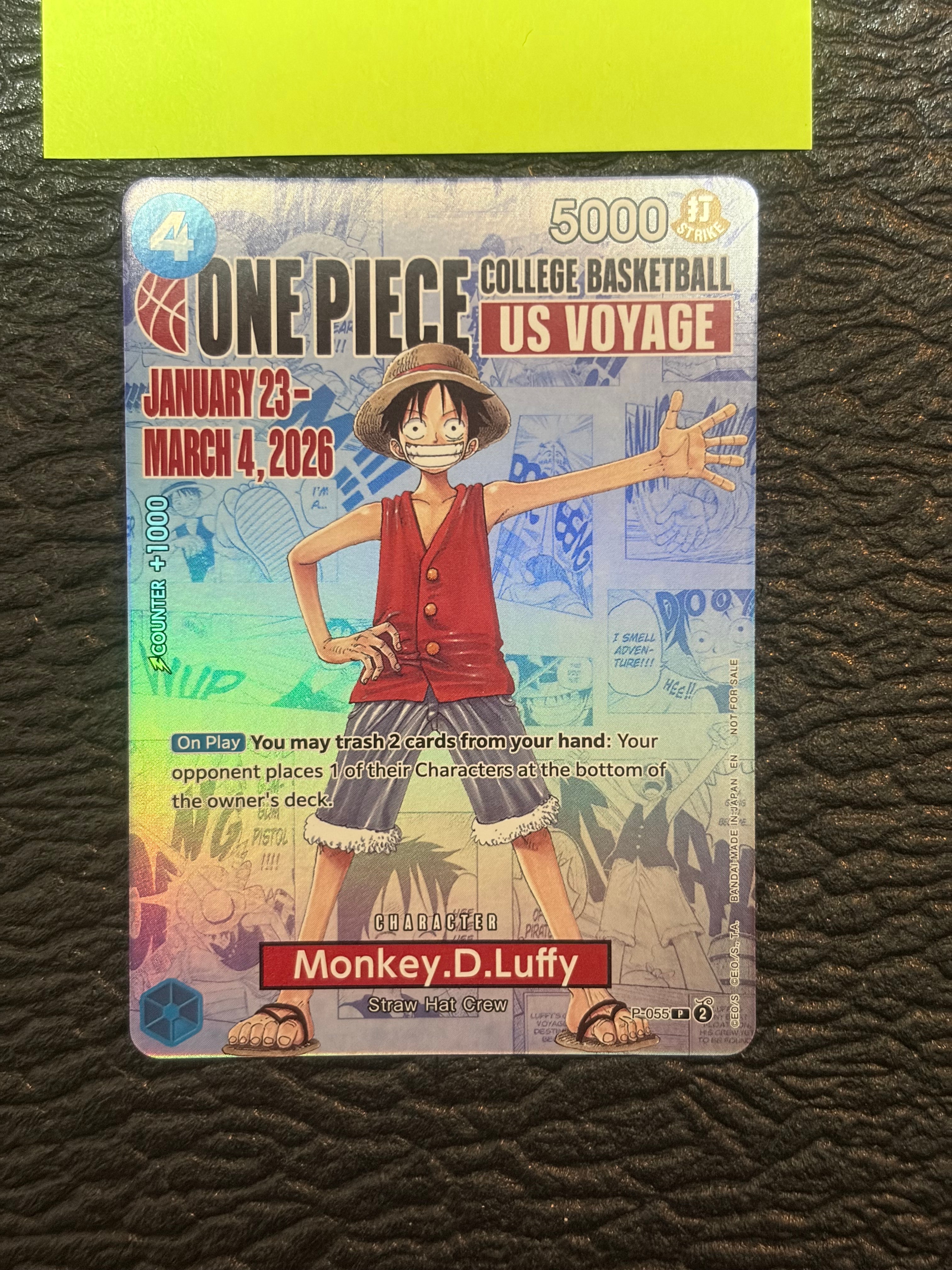 モンキー・D・ルフィ:P (開封済) [P-055]【英語版】(プロモーションカード「ワンピース カレッジ バスケットボール:USボヤージュ」)