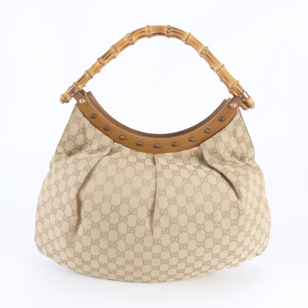 ■美品 グッチ バンブーGGキャンバス 124293 ショルダーバッグ