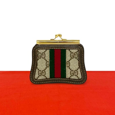 GUCCI グッチ シェリーライン GG ロゴ 柄 レザー PVC コインケース ブラウン
42894