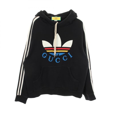 グッチ GUCCI × adidas パーカー 衣料品 トップス コットン メンズ ブラック系 / マルチカラー 【中古】