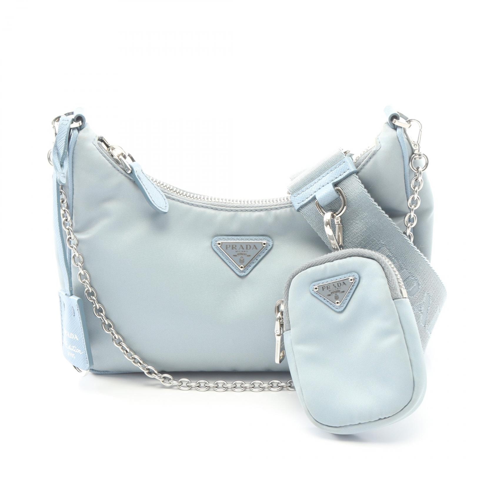 プラダ PRADA Re-Edition 2005 ショルダーバッグ バッグ ナイロン サフィアーノレザー レディース ブルー系 1BH204 【中古】