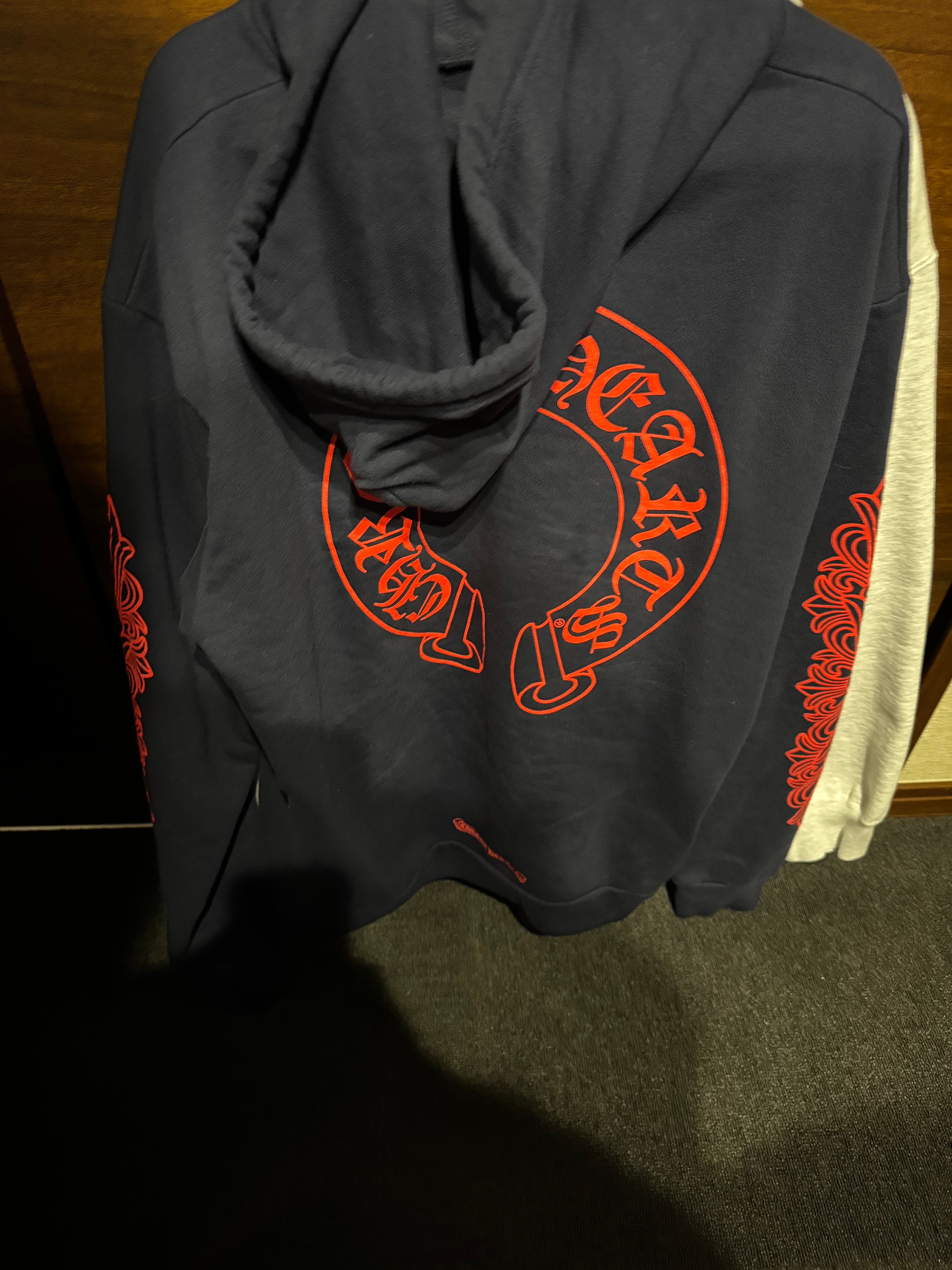 Chrome Hearts Horseshoe Floral Sleeve Hoodie "Navy/Red"