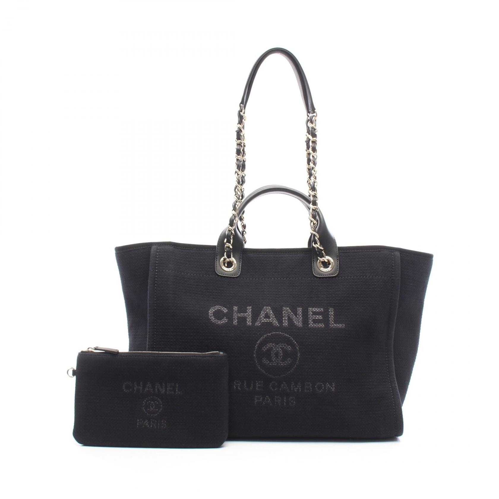 シャネル CHANEL ドーヴィル 2WAY トートバッグ バッグ キャンバス レザー レディース ブラック系 A66941 【中古】