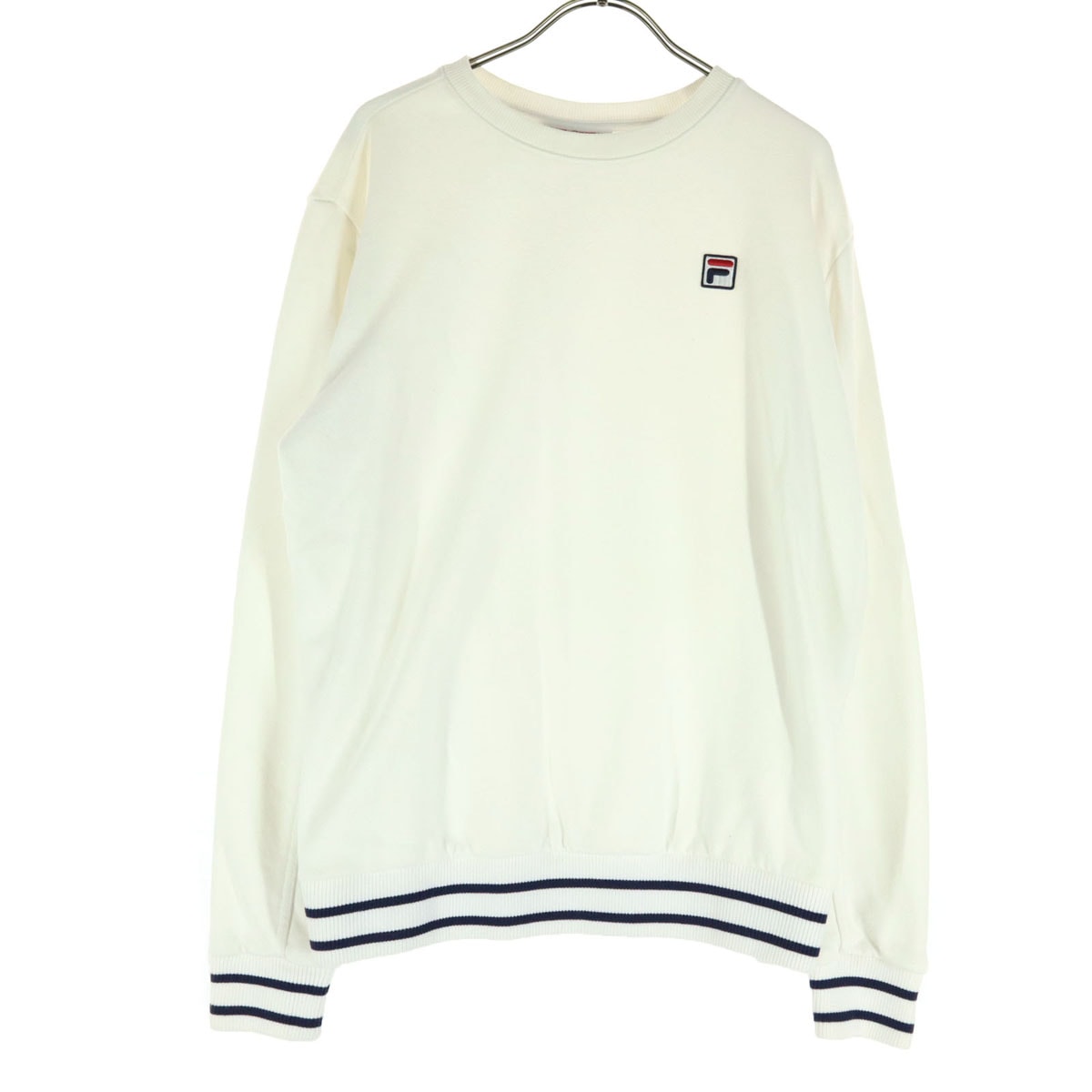FILA フィラ ワンポイントロゴ 長袖 スウェット トレーナー XL ホワイト