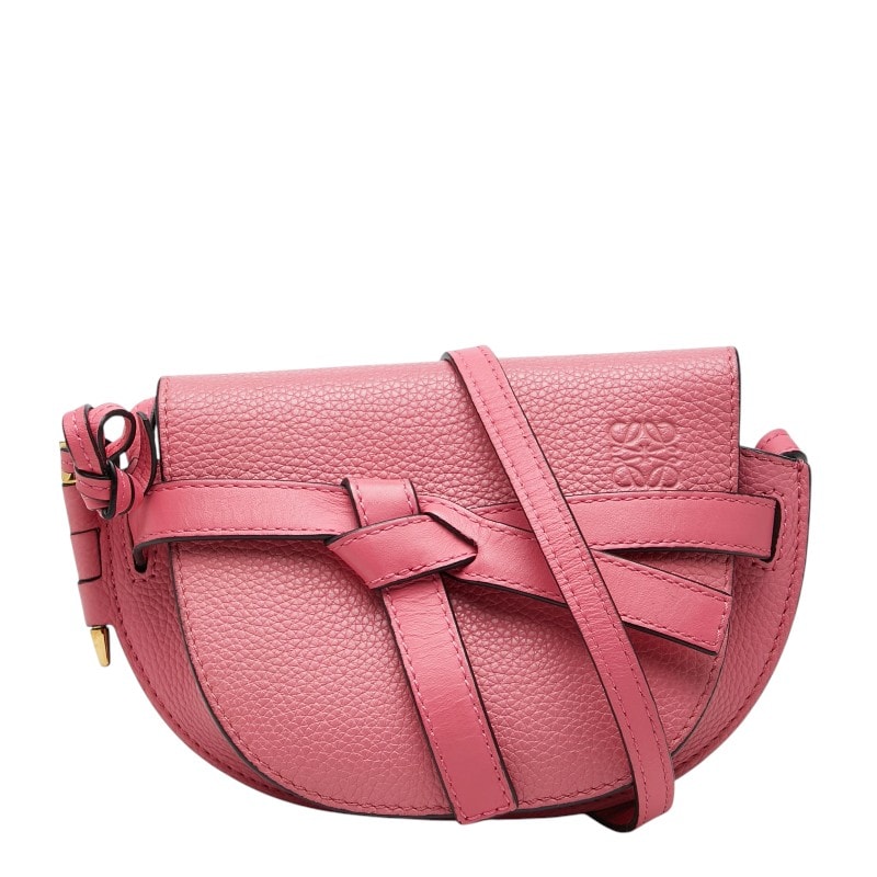 ロエベ アナグラム ゲート ミニ ショルダーバッグ 261839 ピンク レザー レディース LOEWE 【中古】