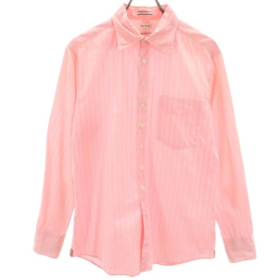 Paul Smith ポールスミス 日本製 ストライプ柄 長袖 コットンシャツ L ピンク