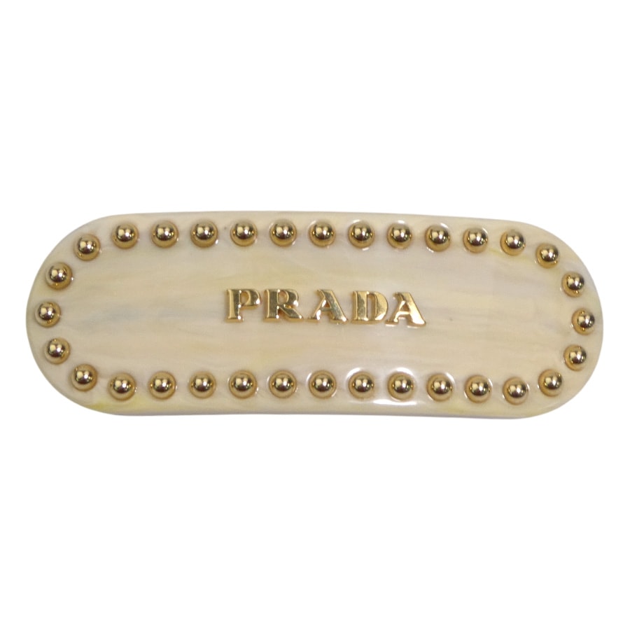プラダ PRADA バレッタ レジン クリーム レディース【中古】 r11120a